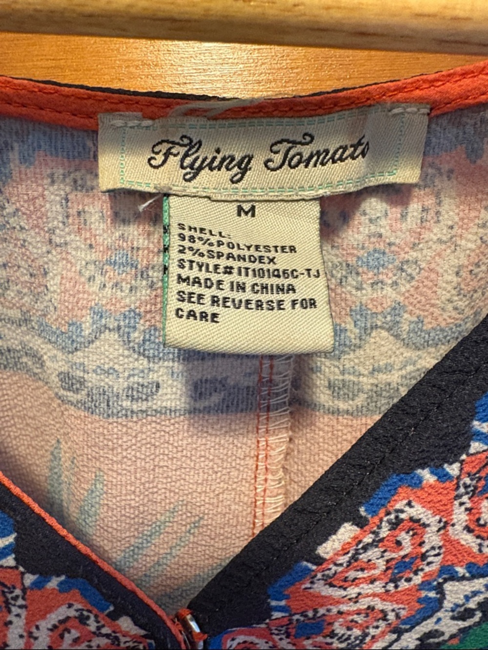 Flying Tomato surplice snap front Vibrant Coral Floral Wrap Top - Picture 3 of 7